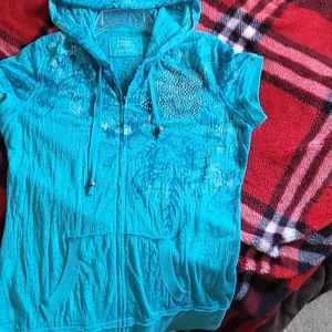 Large baby blue Top with Bling